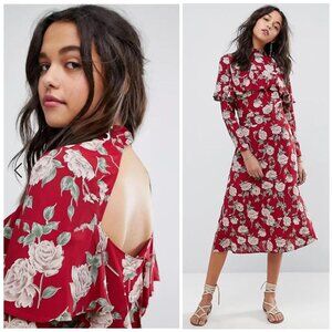 Flynn Skye Red Floral Midi Dress
